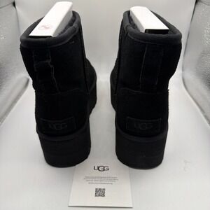 UGG CLASSIC MINI PLATFORM BLACK SUEDE SHEEPSKIN WOMEN'S BOOTS SIZE US 9/UK 7 NEW